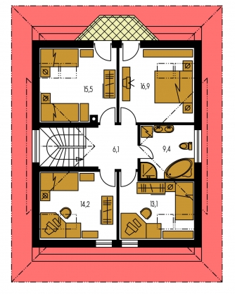 Image miroir | Plan de sol du premier étage - RIVIERA 195